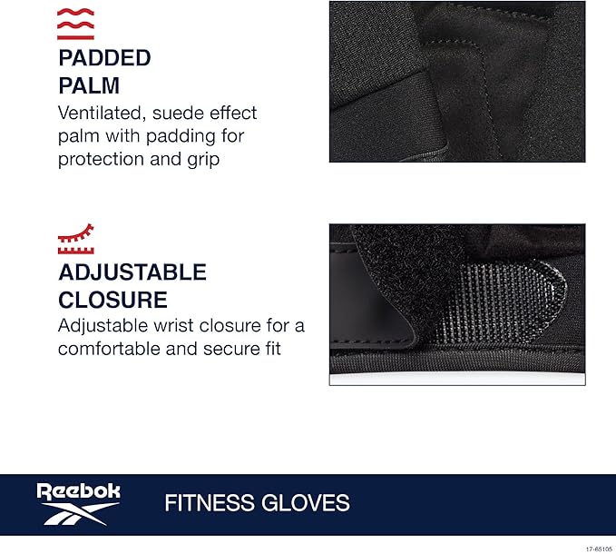 Reebok Classic Fingerless Gloves Lightweight Fitness & Weight Lifting Gloves for Training