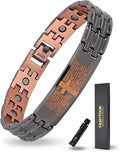 Magnetic Bracelet and Ring Set for Men, 99.99% Pure Copper Jewelry, Adjustable Cross & Celtic Knot Design, Gift for Dad