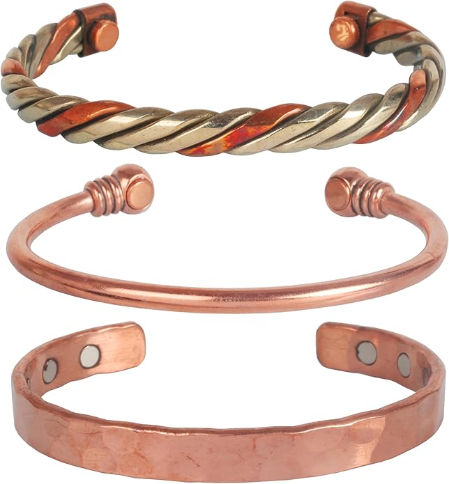 Copper Bracelet Tibetan Style. Hand Forged with Solid and High Gauge Copper Jewelry Cuff for Women Men. Combo of Different Designs