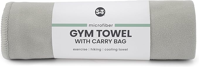 S&T INC. Gym Travel Towel, 1 Pack, Cooling Towels for Camping, Yoga, Home and Gym Bag, 1 Storage Bag Included, 12 Inch x 40 Inch, Microfiber, Grey