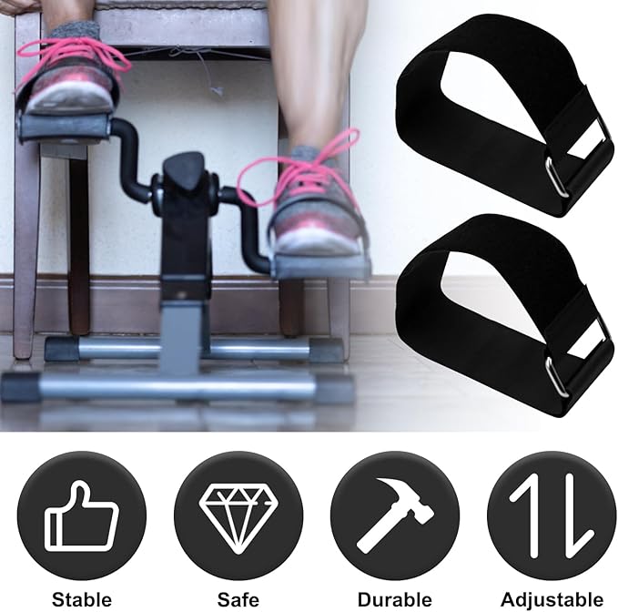 2pcs Ellipse Leg Exerciser Machine Pedal Straps, Traction Bands for Under Desk Elliptical Peddler Foot Exercises Machine Band Replacement for Seniors Fitness Home Office Accessories