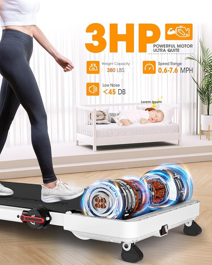 2.5HP Walking Pad with Incline 330lbs, 3 in 1 Walking Pad Treadmill 5-Level Big LED, Under Desk Treadmill for Home,Hike/Jog/Run,Portable,Small, with Remote Control,Assembly Free,Wider Belt