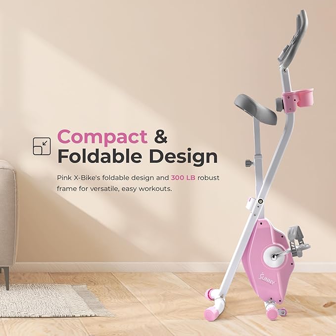 Sunny Health & Fitness Sunny Health & Fitness Smart Folding X-Bike, Portable Compact Exercise Bike for Indoor Cycling Workout, Home Cardio Training Machine, Free SunnyFit App Bluetooth Connect
