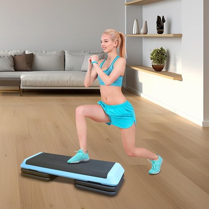 Aerobic Step Platform 30" × 14" Height Adjustable Workout Step for Fitness Strength Training with Risers Exercise Platform for Home Gym