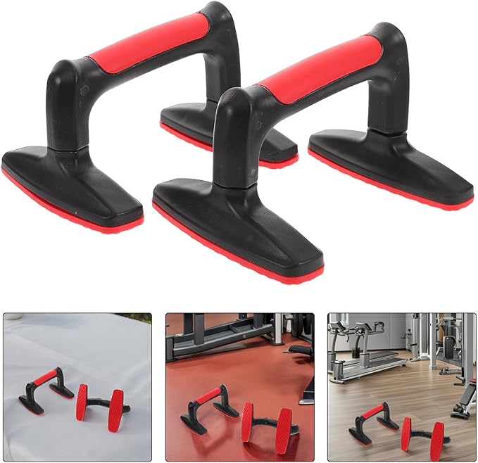 Didiseaon 2pcs Red Plastic Push up Bars Stands for Strength Training and Calisthenics Workout Equipment, Non-slip Push up Handles for Home Gym Fitness and Chest Muscle Exercise