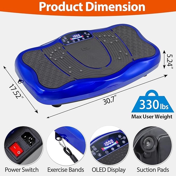 Vibration Plate Exercise Machine, Shaking Whole Body Workout Vibration Platform Lymphatic Drainage, Power Waver Vibrate Stand Machine for Home Fitness Weight Loss