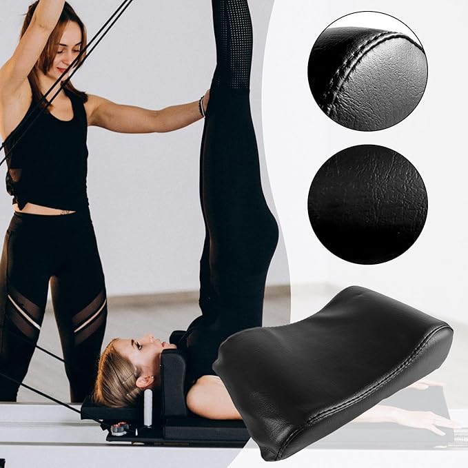 Yoga Bolster Pillow – Sponge PU Leather 25x16.5x7cm 160g | Non Slip Ergonomic Pilates Workout Bolster | Supportive Meditation Cushion for Home Travel Yoga Fitness Office Exercise Gym