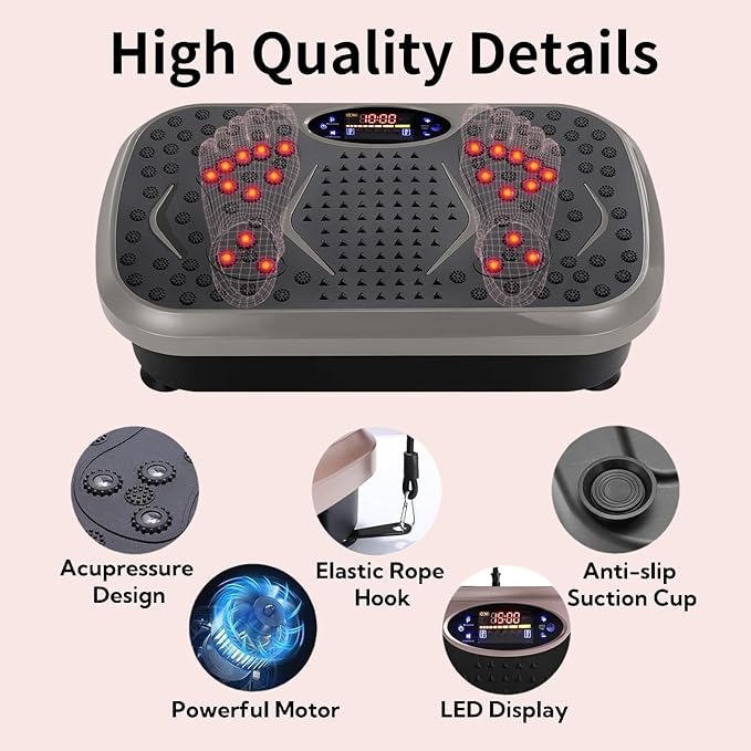 MAMIZO Vibration Plate Exercise Machine, Full Body Workout Shake Board Vibrate Platform for Lymphatic Drainage Weight Loss, with Loop Bands & Remote, Workout Equipment for Home Women Men