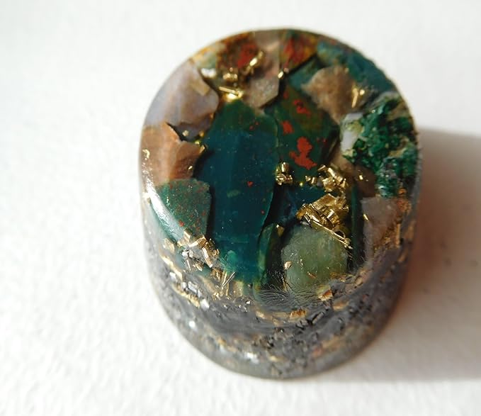 Blood Stone Orgone Generator Energy Accumulator 528Hz/7.83Hz/Advance Harmonics Many Beautiful Ingredients and Colors! (Blood Stone)