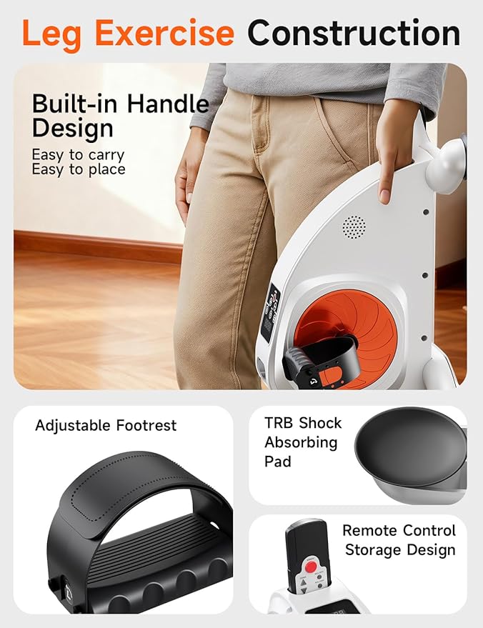 Mini Exercise Bike for Adults Under Desk Exercise Bike, Electric Pedal Exerciser for Seniors & Leg/Arm Fitness,12 Adjustable Speeds & LCD Display, Portable Exercise Bike for Seniors Home Leg Exercise