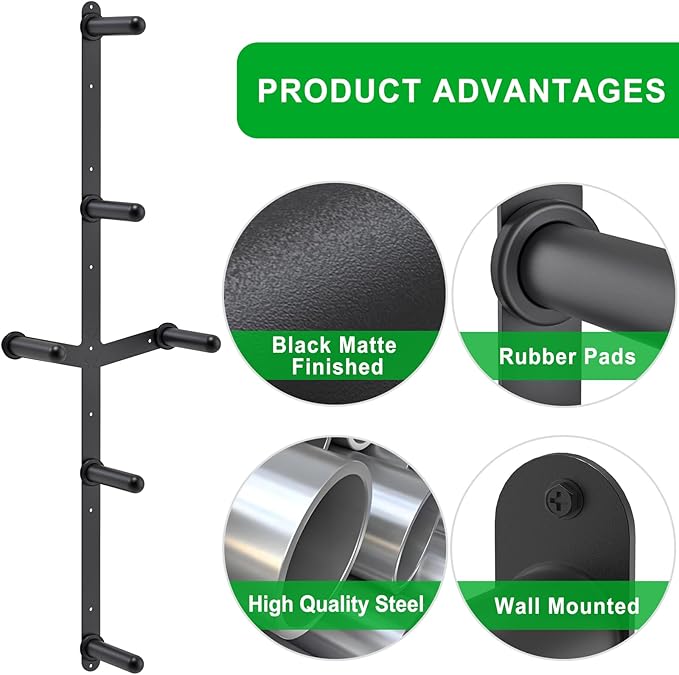 Kipika Weight Plate Storage Rack - Wall Mounted Weight Plate Holder with Durable Steel Construction Organizer for Olympic Plates, 1000lb Capacity, Space-Saving for Home Gym