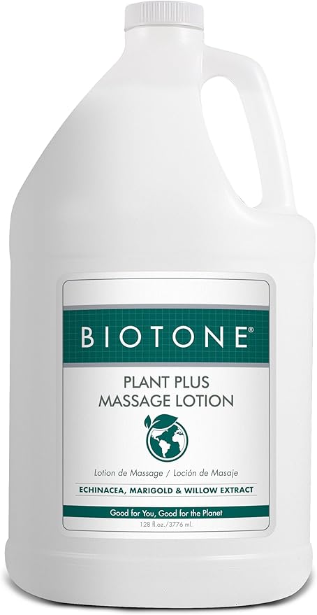 BIOTONE Plant Plus Massage Lotion- Eco-Conscious, Earth-Loving Oils, Plant-Based Ingredients, Kind to The Planet, Versatile for All Modalities, Customizable, Smooth, Silky, Optimum Glide. (128 OZ)