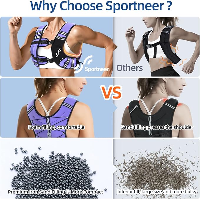 Sportneer Weighted Vest Woman: 8lb/12lb/15lb/20lb/25lb Weight Vest for Walking with Phone Bag, Adjustable Women Weighted Vest for Running Rucking Vest for Jogging Strength Training Weight Loss