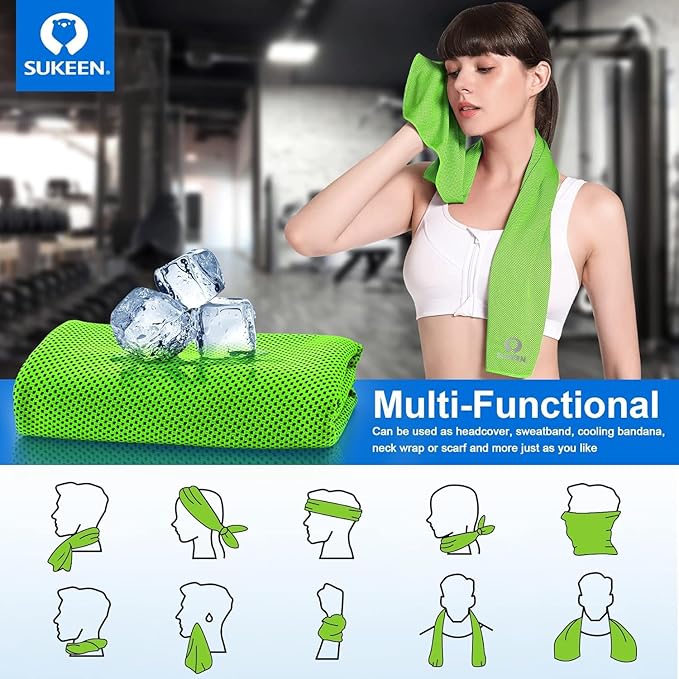 Sukeen Cooling Towel,Instant Evaporative Cooling for Sports,Yoga,Golf,Gym,Neck,Workout and More(40”x 12”)
