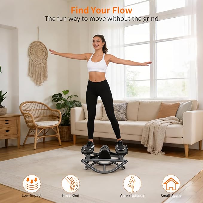 The Rock Stepper Machine with Resistance Bands-Side to Side Stepper for Exercise at Home,3D Rocking Stepper for Hip Mobility&Posture Correction,Low-Impact Full Body Workout with Digital Monitor
