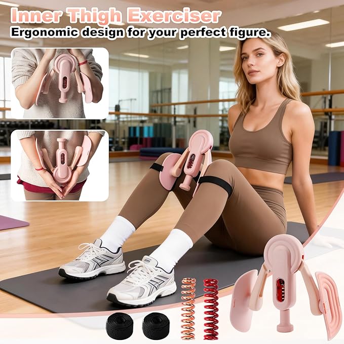 Thigh Trainer, 10-135LB Adjustable Resistance Inner Thigh Exerciser, Pelvic Floor Muscle Repair with Leg Strap, Workout Kegel Exercise Equipment for Shaping, Yoga, Weight Loss Home Gym