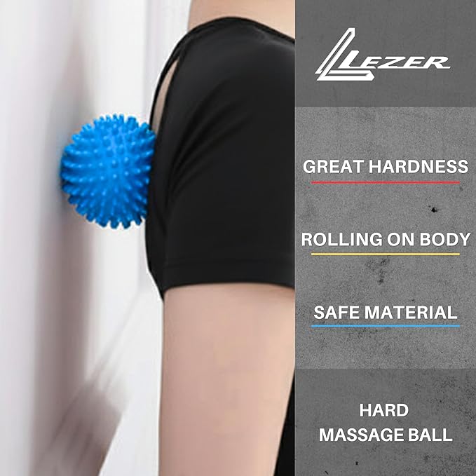 LEZER Trigger Massage Point, Manual Massage Ball, Hip Hook, Muscle Knot Release Tool, Deep Tissue Relief, Myofascial, Physical Therapy, Set of 2 (Orange Trigger and Spiky Ball)