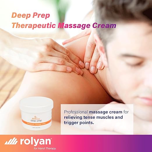 Sammons Preston Deep Prep Therapeutic Massage Cream, 8 oz, Non-Greasy Lotion for Massage Therapy, Professional-Grade Massage Cream with Essential Oils, Nut-Free Formula, Ideal for Deep Tissue Use