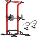 DlandHome Pull Up Bar Power Tower Dip Station, Height Adjustable Heavy Duty Workout Dip Stand, Multi-Functional Strength Training Machine for Men Women Home Gym