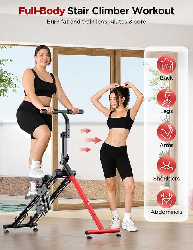 YOLEO Adjustable Resistance Stair Steppers for Exercise at Home, Folding Cardio Stairmaster with 3 Workout Modes & Oversized Pedal,90% Pre-Assembled Stair Climber with Handlebar for Full Body Workout