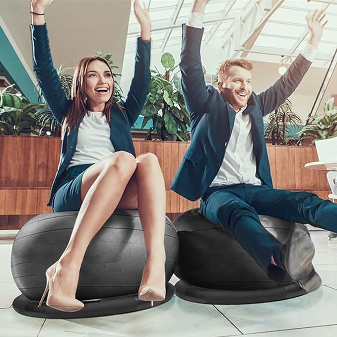 ROYUMI Office Balance Ball Chair for Prolonged Sitting, Ergonomic Chair for Adults Desk with Ring Base, Stability Ball Chair for Relieve Back Pain (Size : 55 cm (21 5/8"))