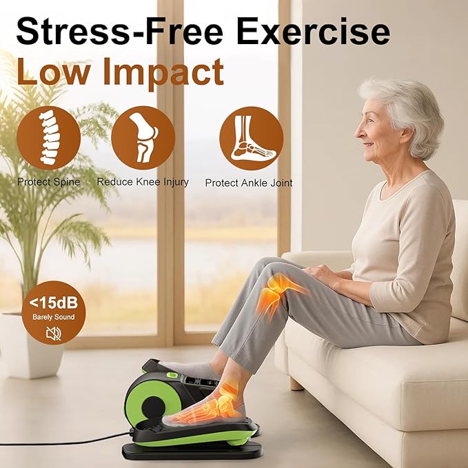 VIVURN® 028 Under Desk Elliptical 12 Speed 5 Modes Motorized Leg Exerciser While Sitting for Seniors As Seen on TV Low Impact Electric Pedal Exerciser with Non-Slip Mat Quiet for Home and Office