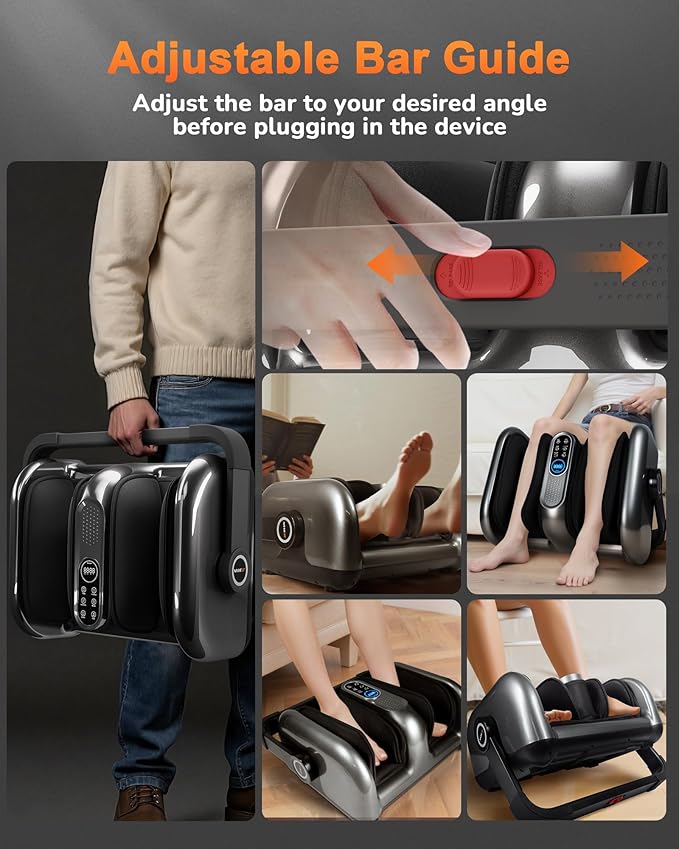 Shiatsu Foot Massager Machine with Heat : Deep Kneading Calf Massager with Vibration for Plantar Fasciitis, Neuropathy, Pain Relief, Circulation for Home and Office Use