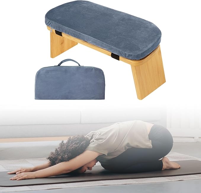 Meditation Bench, Bench for Home, Stable, Stool, Bamboo, Stable for Kneeling Or Sitting, Meditation Stool, Knee Stool, Light Blue