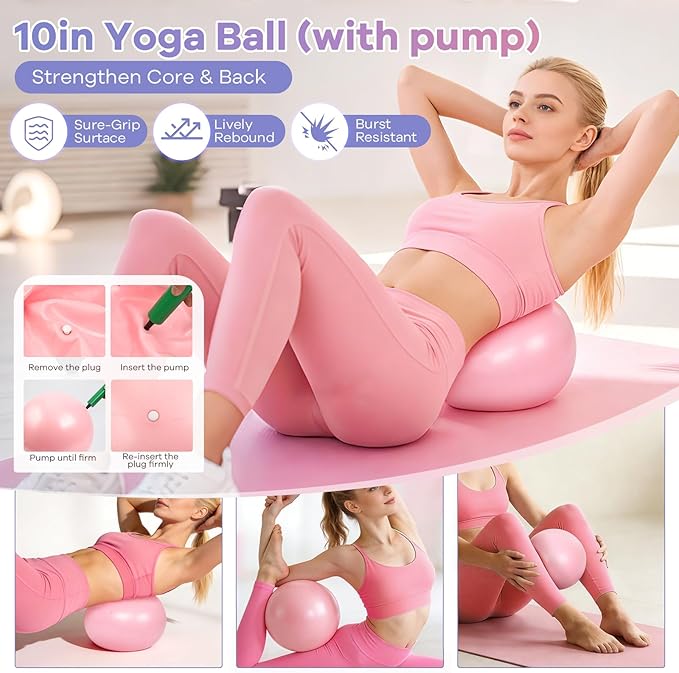 at Home Pilates Kit, 14PCS Workout Pilates Equipment for Women, Pilates Set with Pilates Ring and Ball Set, Resistance Bands, Pilates Essentials Kit for Women, Beginners at Gym, Outdoor