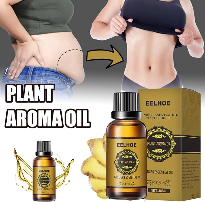 2 Pcs Belly Drainage Ginger Oil, Promote Blood Circulation Metabolism SPA Lymphatic Drainage Massage Oil. 60ML
