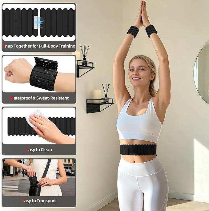 Abahub Wearable Wrist & Ankle Weights Set of 2, Stackable Magnetic Weighted Bracelet for Women, Waterproof Silicone Arm Leg Weights for Home Gym Workout, Running, Yoga & Pilates