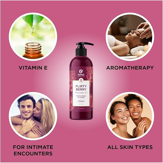 Maple Holistics Massage Oil Kit - Aromatherapy Lavender and Flirty Berry Oils for Massage Therapy and Sensual Aromatherapy - Made With Pure Essential Oils