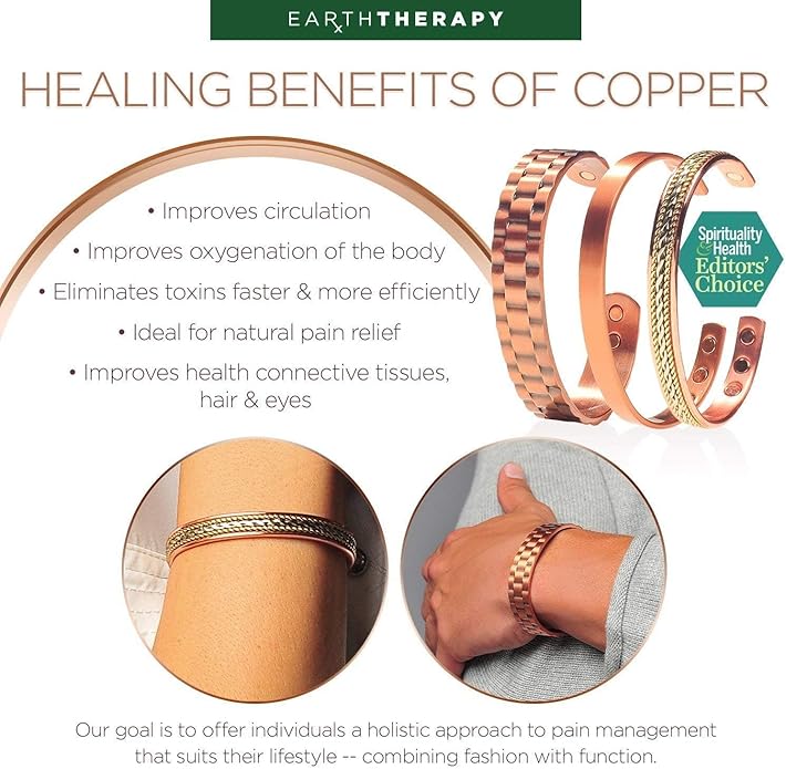 Earth Therapy Minimalist Design Magnetic Field Cuff Bracelets for Men & Women - Ultra Strength - Adjustable