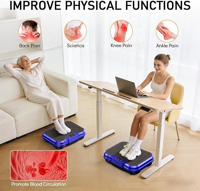 Vibration Plate Exercise Machine, Vibrating Platform for Lymphatic Drainage Weight Loss, 250 Speeds Full Body Workout Vibrated Plates Fitness Platform for Home Women Men