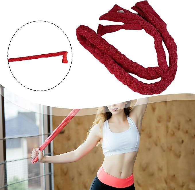Pilates Rope Red for Women Soft Polyester 120 Cm Braided for Stretch Out for