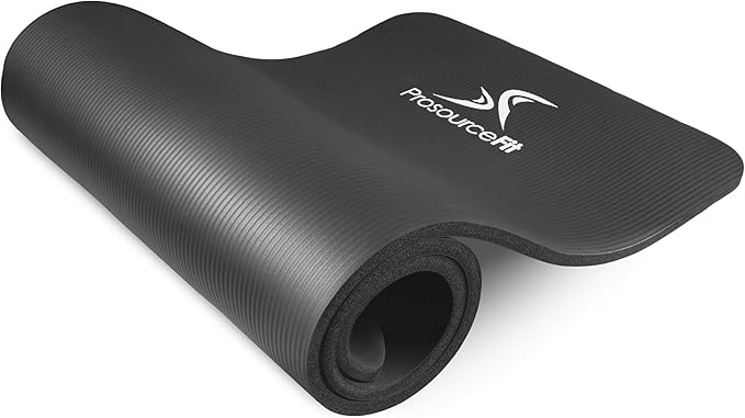 ProsourceFit Extra Thick Yoga and Pilates Mat ½” (13mm) or 1" (25mm), 71-inch Long High Density Exercise Mat with Comfort Foam and Carrying Strap