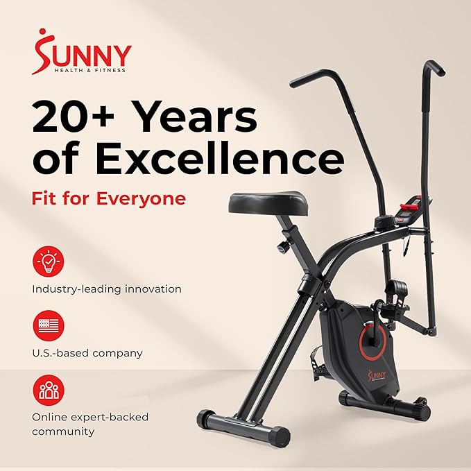 Sunny Health & Fitness Sunny Health & Fitness Smart Folding X-Bike, Portable Compact Exercise Bike for Indoor Cycling Workout, Home Cardio Training Machine, Free SunnyFit App Bluetooth Connect