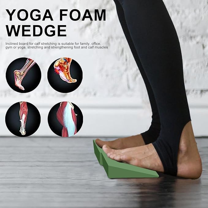 Yoga Foam Wedge - Portable Foam Yoga Wedge Stretching Equipment | Supportive Yoga Block | Back Support Foam Incline Slant Board for Leg, Calf, Ankle and Foot Stretching