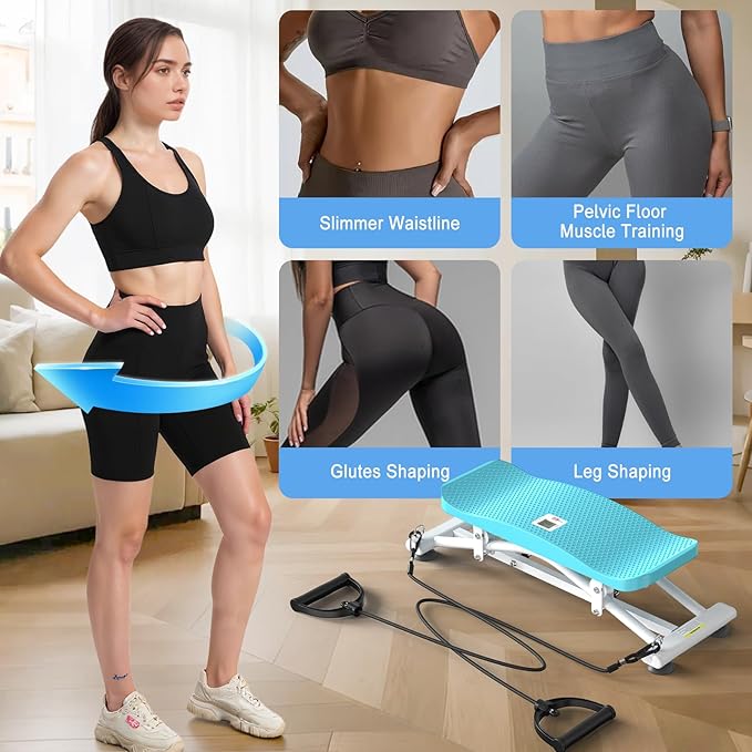 Balancing Machine for Full Body Workout，Simulated Ski Full Body Cardio Workout Equipment，Sliding Ski Simulator with Resistance Bands，Portable Twist Balance Trainer Featuring LCD Display
