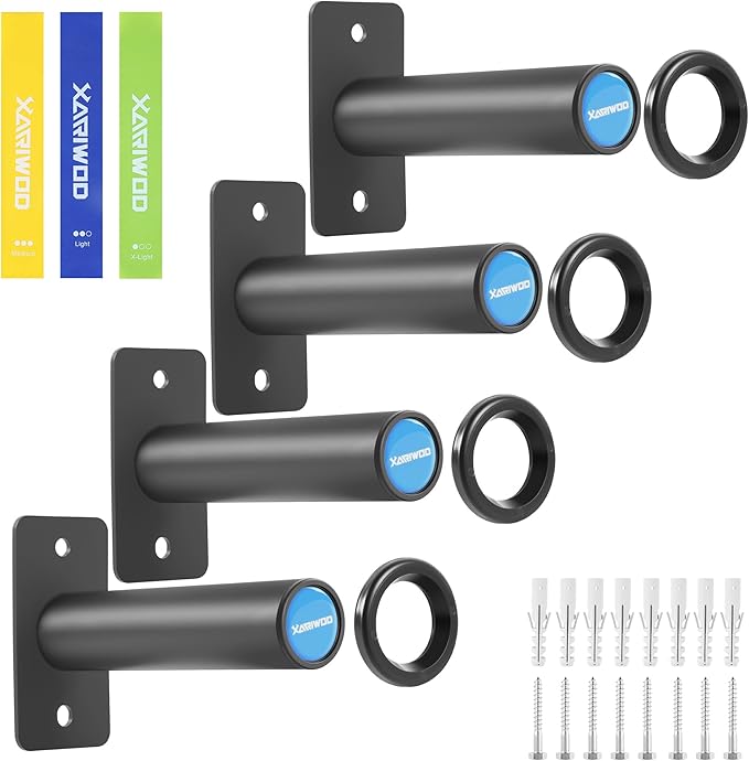 Wall Mounted Weight Plate Holder for 2" Olympic Plates - Heavy Duty Weight Plate Rack, 300 lbs Capacity, Home Gym Storage Organizer with Mounting Hardware (4 Pack)