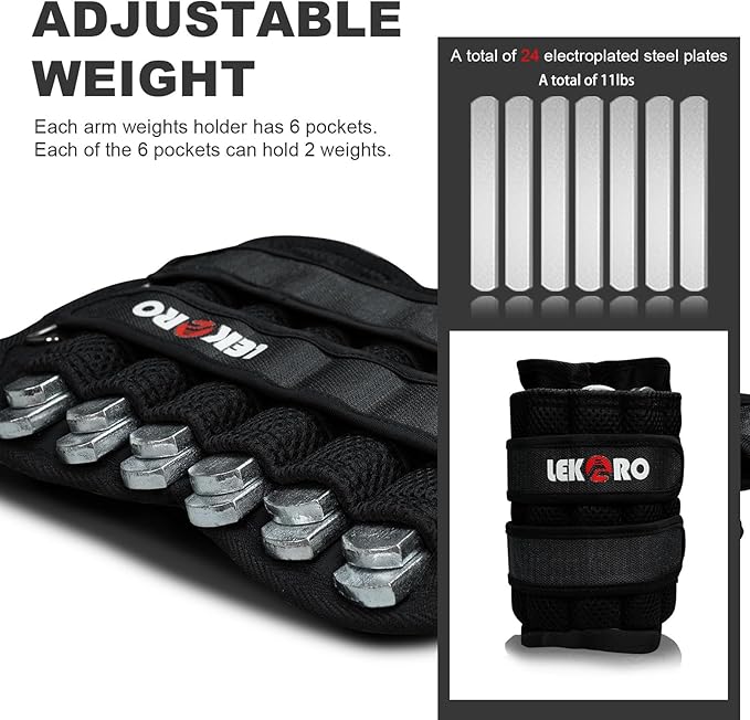 Ankle Weights Wrist Weights for Men Women, 1 Pair Adjustable Removable Steel Weighted Plates Arm Leg Weights for Walking Running Pilates, Fitness Weights