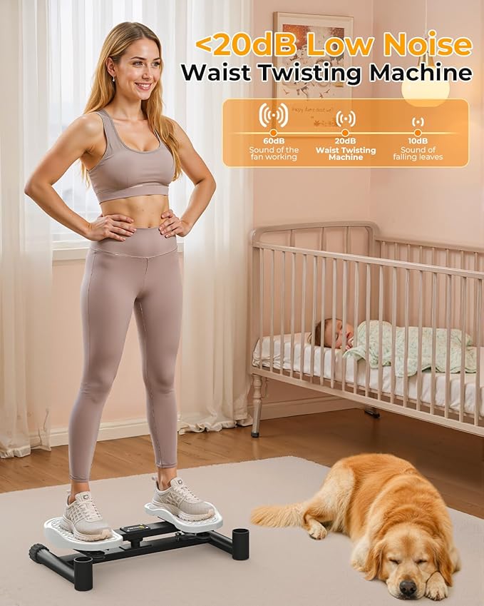 OWLSKY Waist Twister Machine Exercise, Ab Twist Board with 330 lbs Weight Capacity, Abs Workout, 20dB Home Gym Equipment for Women Men