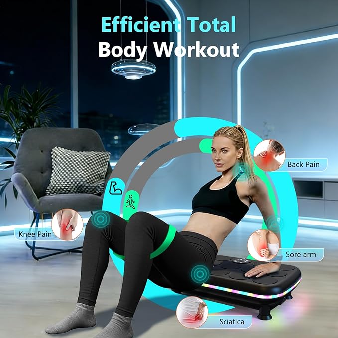 AXV Vibration Plate Fitness Platform Exercise Machine Vibrating Shaking Full Body Shaker Workout Vibrate Stand Shake Board Sport Gym for Weight Loss Fat Burner for Women Men (Pebble)