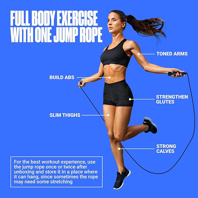 SPORTBIT Adjustable Jump Rope for Fitness and Exercise – Skipping Rope for Cardio, Boxing, and Weight Loss – Speed Rope perfect for Men & Women