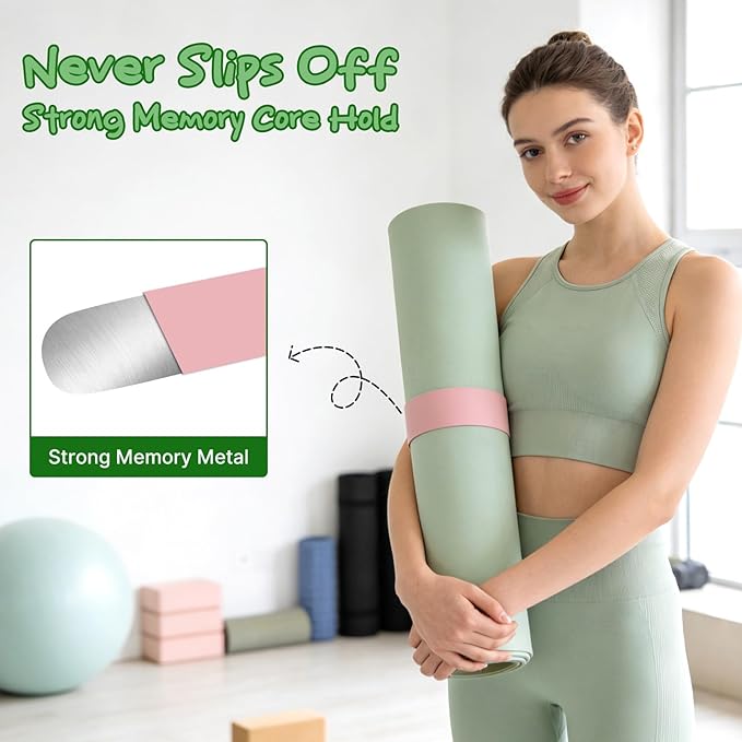 Aolamegs Yoga Mat Strap,Heavy Duty Bungee Straps Band,Wrap Organizer for Yoga Mat/Workout/Exercise(20" L x 2" W)