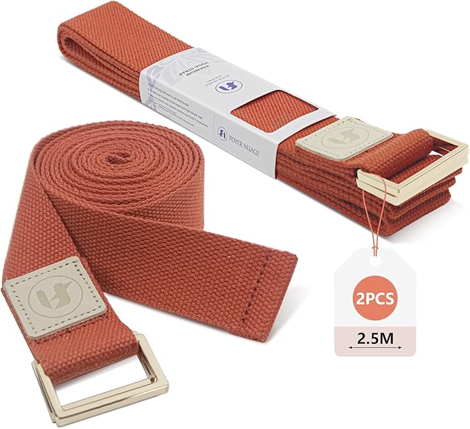 Yoga Straps 1.8M or 2.5M, Durable Cotton Yoga Straps for Stretching, Adjustable Yoga Belt Strap for Yoga, Dance, Gym Workouts