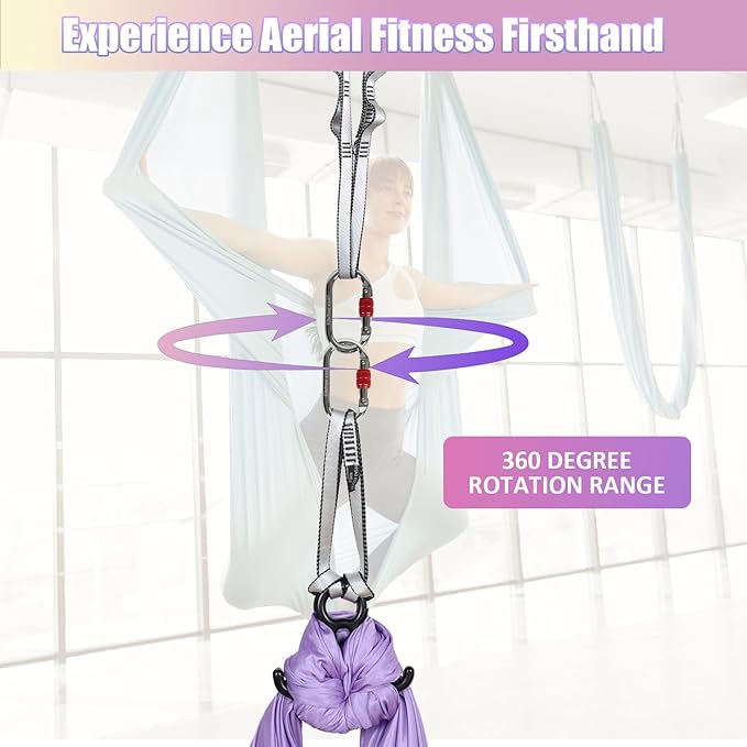 Aerial Silks Kit & Aerial Yoga Hammock - 11Yd Premium Fabric with Hardware - Easy Setup for Flying Yoga, Aerial Swing & Fitness - Supports Up to 14ft Rigging
