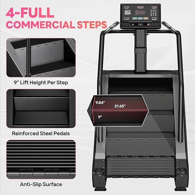 T1 Stair Stepper Machine, 550Lbs Commercial Grade Stair Climber for Home with 15 Resistance Level and LED Screen, Stepmill Exercise Machine for Cardio and Full Body Workouts, 24-164 Steps/Min