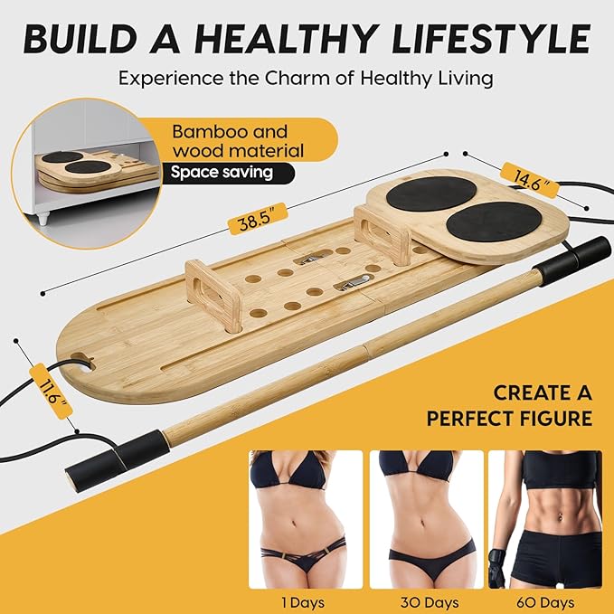 pilates reformer set pilates equipment bamboo Pilates Reformer Set durable Pilates Boards for Home Workout Portable and Foldable Pilates Reformers Machine Multifunctional Pilates Boards for Women /men