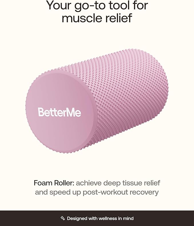 BetterMe Foam Roller for Muscle Recovery – High Density Exercise Roller for Back &Legs – Deep Tissue Massage Roller for Tension, Relief & Stretching (Raspberry Pink)
